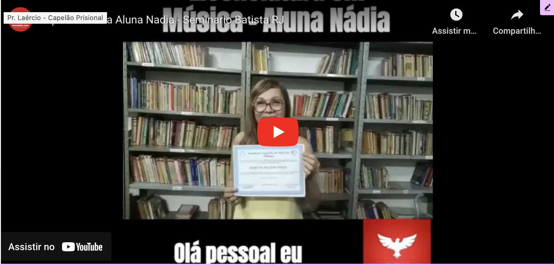 Aluna Nádia - Licenciatura